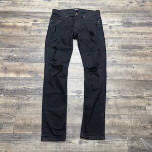 PAIGE Croft Black Denim Distressed Jeans